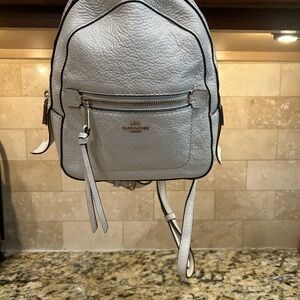Coach Pebble Leather Mini Charlie Backpack F30550 White Gold Zip and dusty nwot